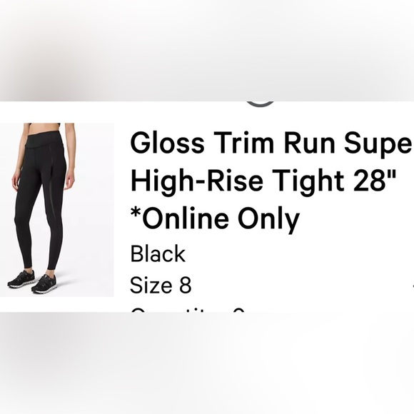 Lululemon Gloss Trim Run Super High Rise Tight - Picture 7 of 8